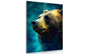 CANVAS PRINT BLUE-GOLD BEAR - PICTURES LORDS OF THE ANIMAL KINGDOM - PICTURES