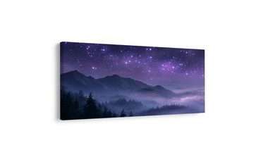 QUADRO SU TELA – NEBULOSA NOTTURNA TRA LE MONTAGNE - QUADRI MONTAGNE - STAMPE E QUADRI