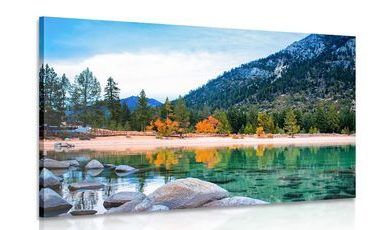 CANVAS PRINT A LAKE IN BEAUTIFUL NATURE - PICTURES OF NATURE AND LANDSCAPE - PICTURES