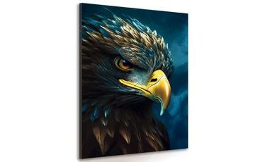 WANDBILD BLAU-GOLDENER ADLER - WANDBILDER MIT DEN HERRSCHERN DES TIERREICHS - BILDER