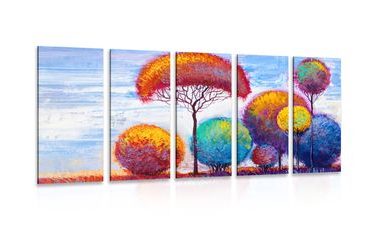 IMPRESSION SUR TOILE EN 5 PARTIES FORÊT D'AUTOMNE - IMPRESSION SUR TOILE DE NATURE ET PAYSAGE - IMPRESSION SUR TOILE