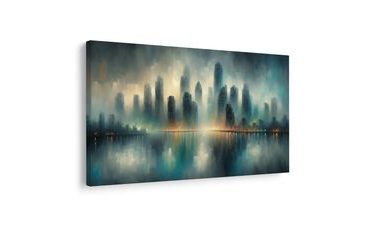 OBRAZ PANORAMA MĚSTA V MLZE - OBRAZY MĚSTA - OBRAZY