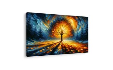 КАРТИНА НА ПЛАТНО – ДЪРВОТО НА ЖИВОТА СРЕД ТЪМЕН ЛЕС - КАРТИНИ ДЪРВЕТАТА НА ЖИВОТА - КАРТИНИ