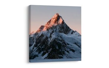 TABLEAU SUR TOILE – SOMMET ALPIN PAISIBLE AU COUCHER DU SOLEIL - TABLEAUX DE MONTAGNE - TABLEAUX