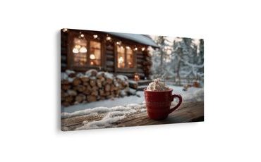 OBRAZ VÁNOČNÍ POHODA PŘED CHATOU - VÁNOČNÍ A ZIMNÍ OBRAZY - OBRAZY