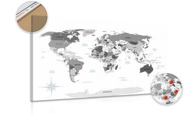 OBRAZ NA KORKU ČERNOBÍLÁ MAPA S MODRÝM KONTRASTEM - OBRAZY NA KORKU - OBRAZY