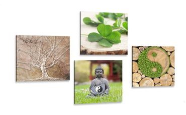 CANVAS PRINT SET FENG SHUI WITH ELEMENTS OF NATURE - SET OF PICTURES - PICTURES