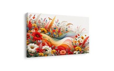 WANDBILD BUNTE WIESE IM WIND - BILDER BLUMEN - BILDER