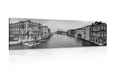 CANVAS PRINT FAMOUS CANAL IN VENICE IN BLACK AND WHITE - BLACK AND WHITE PICTURES - PICTURES
