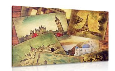 CANVAS PRINT POSTCARDS OF WORLD METROPOLISES - PICTURES OF CITIES - PICTURES