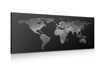 CANVAS PRINT WORLD MAP WITH A BEAUTIFUL BLACK AND WHITE DETAIL - PICTURES OF MAPS - PICTURES