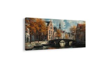 OBRAZ KLIDNÁ PODZIMNÍ ULICE - BAREVNÉ DOMY - OBRAZY