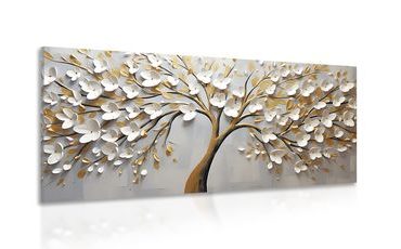 Wandbild Goldener Baum mit Blumen