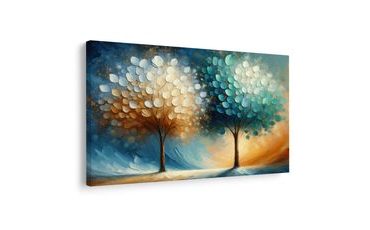 WANDBILD ZWEI LEBENSBÄUME IN FARBEN - BILDER BÄUME DES LEBENS - BILDER