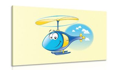 CANVAS PRINT HELICOPTER IN THE CLOUDS - CHILDRENS PICTURES - PICTURES