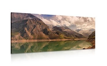 CANVAS PRINT LAKE IN THE MOUNTAINS - PICTURES OF NATURE AND LANDSCAPE - PICTURES