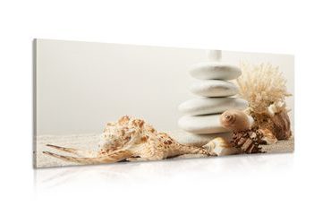 CANVAS PRINT ZEN STONES WITH SEASHELLS - PICTURES FENG SHUI - PICTURES