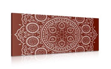 CANVAS PRINT FINE ETHNIC MANDALA IN BURGUNDY DESIGN - PICTURES FENG SHUI - PICTURES