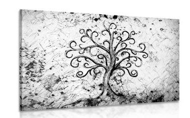 IMPRESSION SUR TOILE SYMBOLE DE L'ARBRE DE VIE EN NOIR ET BLANC - IMPRESSIONS SUR TOILE NOIR ET BLANC - IMPRESSION SUR TOILE