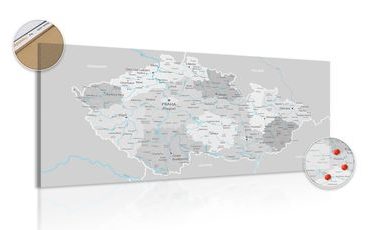 OBRAZ NA KORKU ŠEDÁ MAPA ČESKA S KONTRASTEM - OBRAZY NA KORKU - OBRAZY