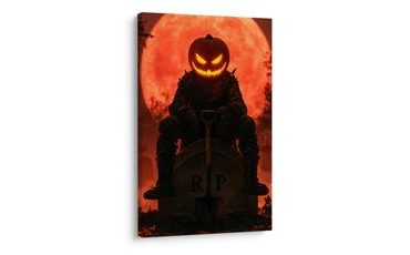 WANDBILD HALLOWEEN-SCHRECKEN UNTER ROTEM MOND - HALLOWEEN- UND HORROR-BILDER - BILDER
