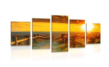 5-PIECE CANVAS PRINT BEAUTIFUL SUNSET - PICTURES OF NATURE AND LANDSCAPE - PICTURES