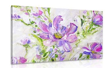 CANVAS PRINT PAINTED SUMMER FLOWERS - PICTURES FLOWERS - PICTURES