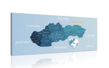 OBRAZ ELEGANTNÁ MAPA SLOVENSKA V MODROM - OBRAZY MAPY - OBRAZY