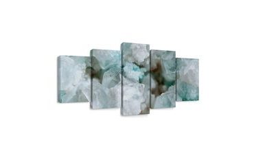 TABLEAU EN 5 PARTIES – CRISTAUX DE GLACE TURQUOISE - IMAGES FORMES ABSTRAITES - TABLEAUX