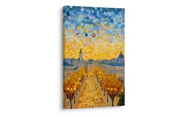 OBRAZ VEČERNÍ MĚSTO V ZÁŘI - OBRAZY MĚSTA - OBRAZY