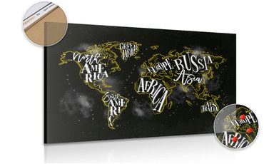DECORATIVE PINBOARD TRENDY WORLD MAP - PICTURES ON CORK - PICTURES