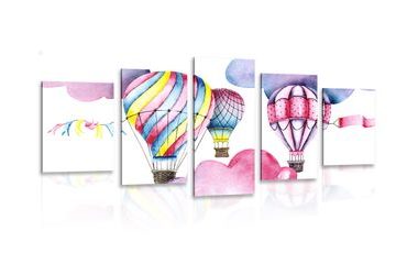 5-PIECE CANVAS PRINT BALLOONS IN THE WIND - CHILDRENS PICTURES - PICTURES