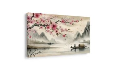 OBRAZ TRADIČNÍ RYBÁŘ NA ŘECE - OBRAZY JEZERA - OBRAZY