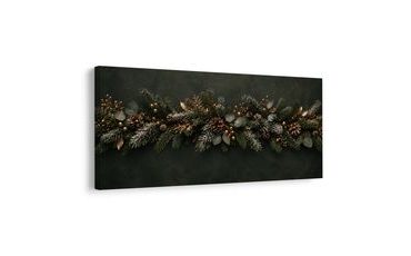 TABLEAU SUR TOILE – BRANCHE DE NOËL SOUS UNE FINE NEIGE - TABLEAUX DE NOËL ET D’HIVER - TABLEAUX