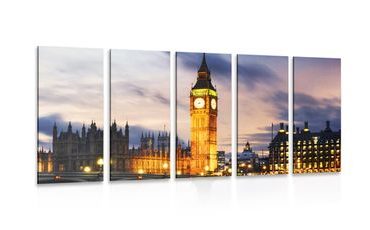 5-DIJELNA SLIKA NOĆNI BIG BEN U LONDONU - SLIKE GRADOVA - SLIKE