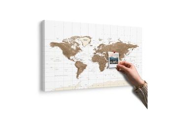 WANDBILD AUF KORK WUNDERSCHÖNE VINTAGE-WELTKARTE MIT WEISSEM HINTERGRUND - WANDBILDER AUF KORK - BILDER