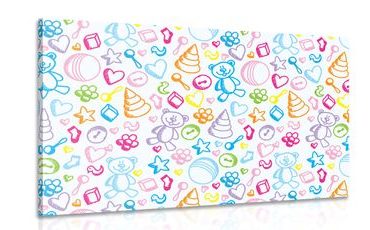 WANDBILD SPIELZEUG IN PASTELLFARBEN - BILDER FÜR KINDER - BILDER