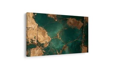 TABLEAU SUR TOILE – TEXTURE TURQUOISE ET OR - TABLEAUX EN MARBRE - TABLEAUX