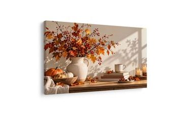 WANDBILD HERBSTLICHES STILLLEBEN MIT KÜRBISSEN - HALLOWEEN- UND HORROR-BILDER - BILDER