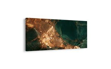 TABLEAU SUR TOILE – TONS CUIVRÉS SUR FOND VERT - IMAGES FORMES ABSTRAITES - TABLEAUX
