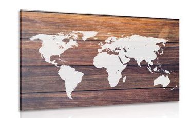 TABLOU HARTA LUMII CU FUNDALUL DIN LEMN - TABLOURI CU HĂRȚI - TABLOURI