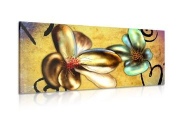 CANVAS PRINT INTERESTING VINTAGE FLOWERS - ABSTRACT PICTURES - PICTURES