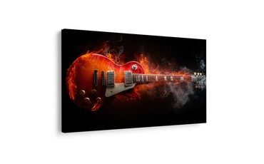 WANDBILD ELEKTRISCHE GITARRE IN FLAMMEN - MUSIKBILDER - BILDER