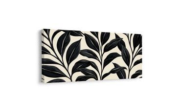 TABLEAU SUR TOILE – FEUILLES BOTANIQUES MINIMALISTES EN CONTRASTE - TABLEAUX ARBRES ET FEUILLES - TABLEAUX