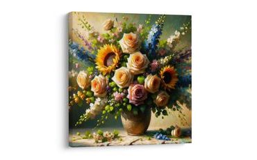 OBRAZ KYTICE RŮŽÍ A SLUNEČNIC - OBRAZY KVĚTŮ - OBRAZY