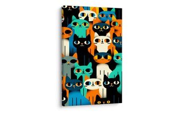 SLIKA ŠARENA MAČJA MOZAIKA - SLIKE MAČKE - SLIKE