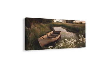 SLIKA ČAMAC U CVJETNOJ UVALI - SLIKE JEZERA - SLIKE