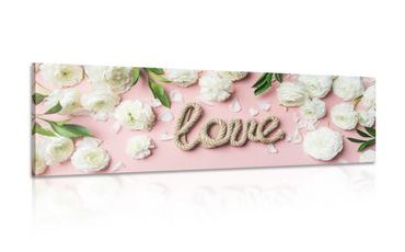 WANDBILD MIT DER AUFSCHRIFT LOVE IM ROMANTISCHEN DESIGN - BILDER MIT SPRÜCHEN UND ZITATEN - BILDER