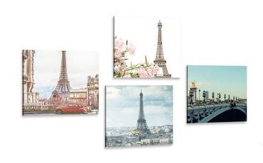 IMPRESSION SUR TOILE ENSEMBLE TOUR EIFFEL - ASSEMBLAGES DE PEINTURES SUR TOILE - IMPRESSION SUR TOILE