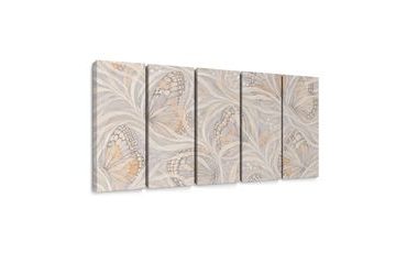 5-TEILIGES WANDBILD ABSTRAKTE WELLEN IN BEIGE - WANDBILDER ABSTRAKTE FORMEN - BILDER